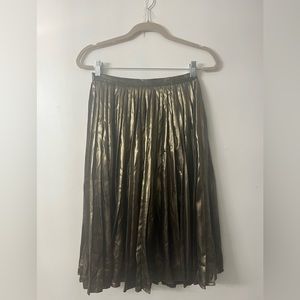 Ann Taylor gold pleated midi skirt size 0
